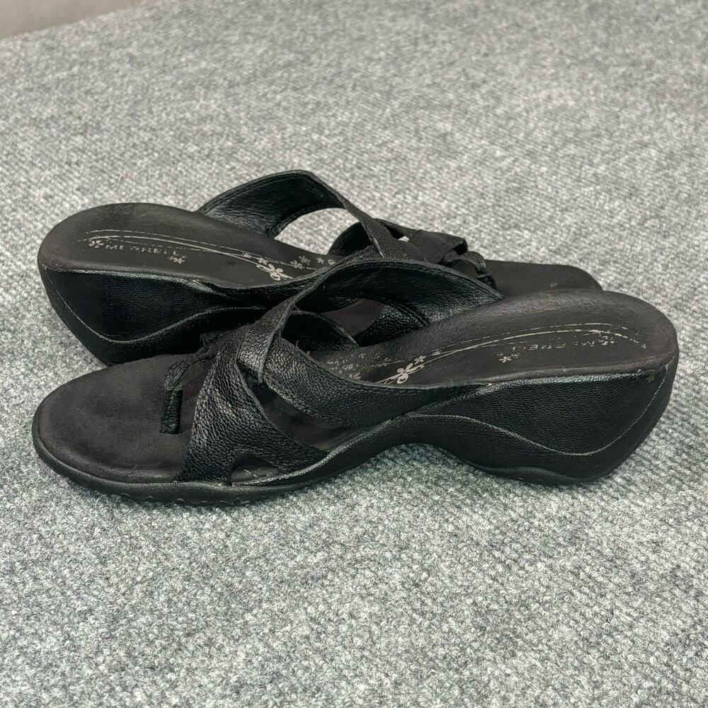 Merrell Sandals Women’s 6 Sundial Cross Slip On Strappy Gorpcore Wedge Black - Picture 5 of 8